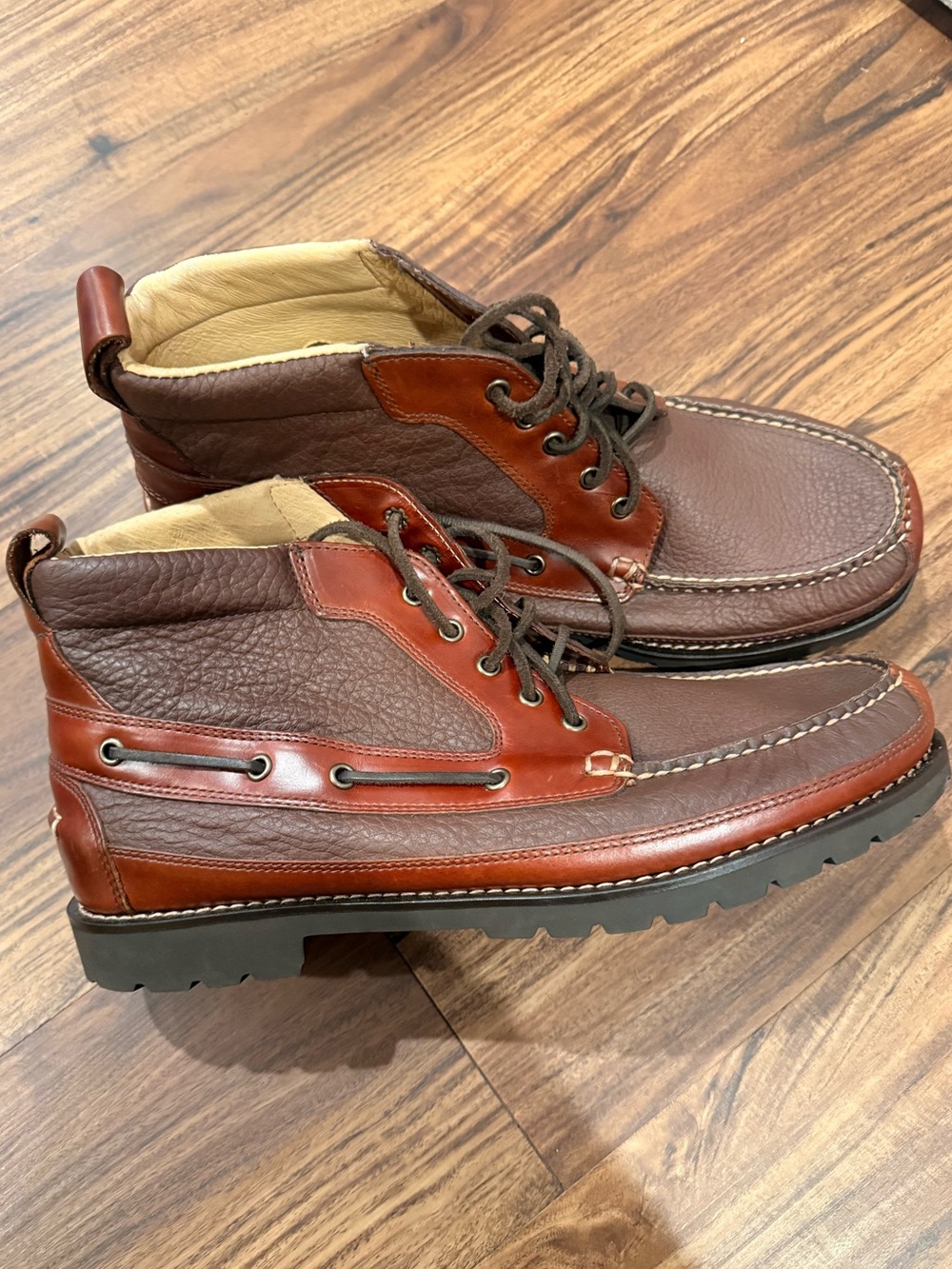 L.L. Bean Allagash Chukka Boots Men 14 D Brown Bison Leather Moc Toe 244479